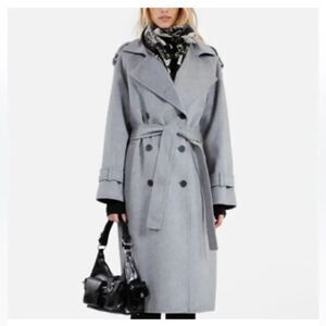$795 THE KOOPLES Light Grey Manteau Hiver Trench Style Coat NWT size or US 4-6
